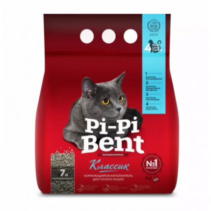 Наполнитель (Pi-Pi-Bent) 3кг Classic (полиэтиленовый пакет) комкующийся для кошек