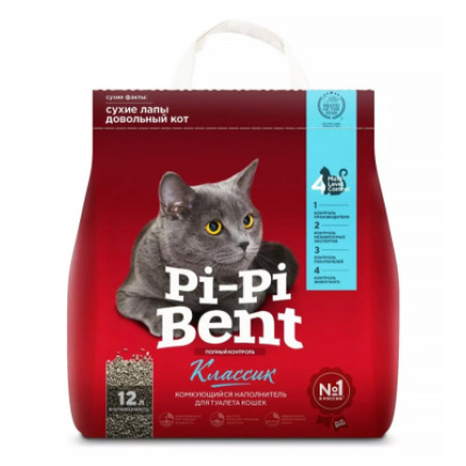 Наполнитель (Pi-Pi-Bent) 5кг Classic (бумажный крафт-пакет) комкующийся для кошек