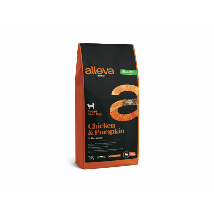 Корм Alleva Natural Puppy Maxi Chicken & Pumpkin для щенков крупных пород, беременных и кормящих сук, курица и тыква, 12 кг