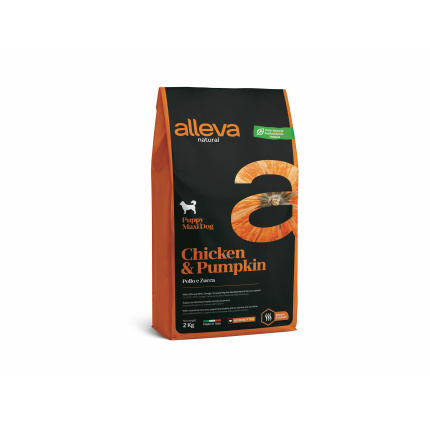 Корм Alleva Natural Puppy Maxi Chicken & Pumpkin для щенков крупных пород, беременных и кормящих сук, курица и тыква, 2 кг