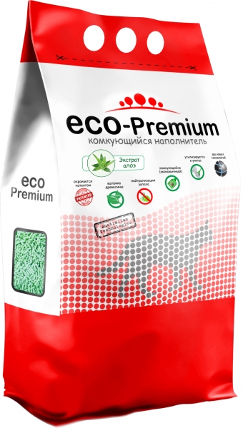 57986n.jpg Наполнитель ECO-Premium для кошек, древесный, комкующийся, с ароматом алоэ вера, 5 л, 1.9 кг