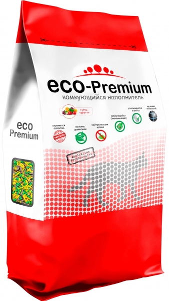 57999-05.jpg Наполнитель ECO-Premium для кошек, древесный, комкующийся, с ароматом тутти-фрутти, 5 л, 1.9 кг