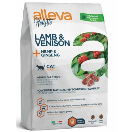 Корм Alleva Holistic Cat Adult Lamb & Venison для кошек, ягненок, оленина, конопля и женьшень, 10 кг